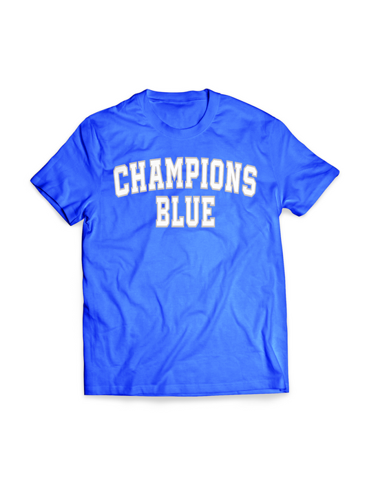 Champions Blue – Classic Block Letter Tee